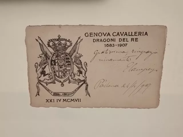 cartolina militare.Genova Cavalleria Dragoni Del Re