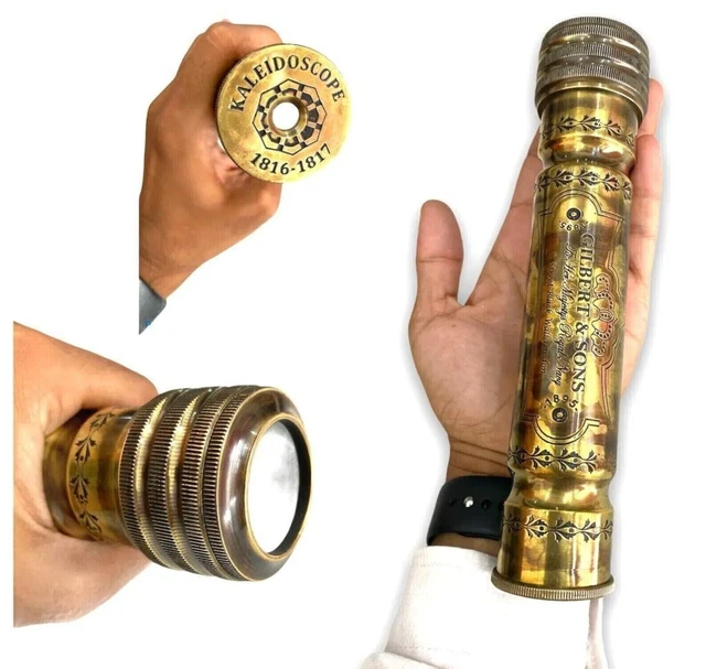 Antique vintage maritime brass kaleidoscope 7" good nautical collectible gift