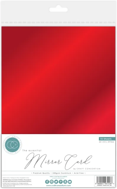 Craft Consortium The Essential Mirror Card A4-Red CCEMC-3