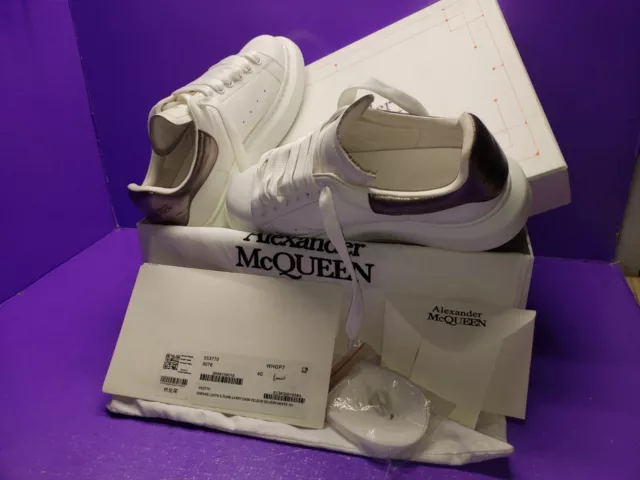 Size 7- Alexander McQueen Oversized White - Silver 553770 WHGP7 EU40