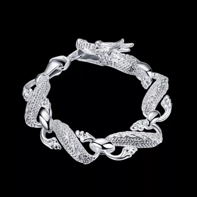 ASAMO Dragon Bracelet 925 Sterling Silver Plated Jewelry Dragon Ladies Men's