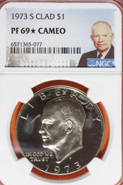 1973-S Ngc Clad Pf69 Cameo Eisenhower Dollar  #B40646