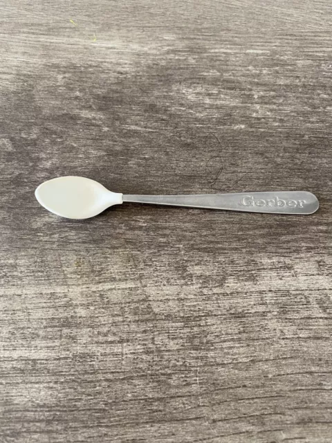 Vintage Gerber Soft-Bite Stainless Steel Coated Baby Spoon 5.5"