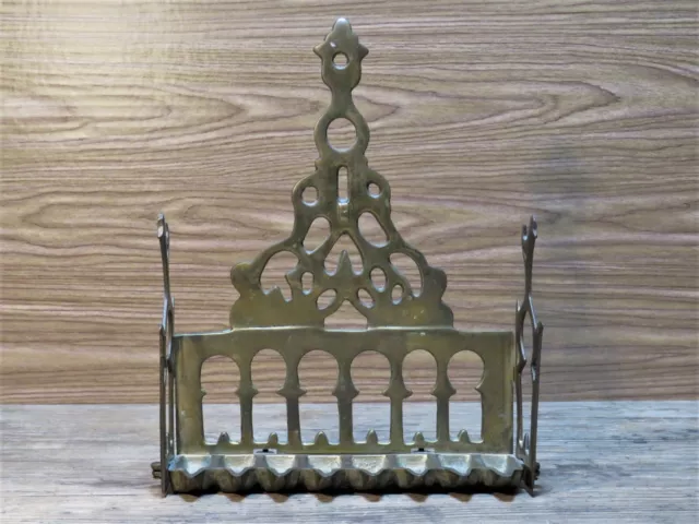 Vintage Hanukkah Menorah Oil Lamp, Made in Israel Solid Brass