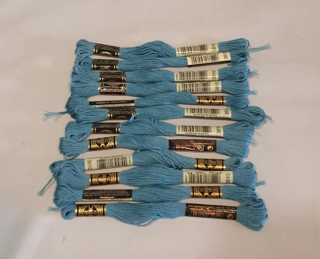 DMC Bordado Hilo Color 3810 Azul Turquesa Oscuro Lote de 12 Esmalleras Sin Usar