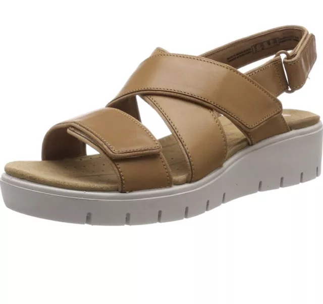CLARKS LADIES SANDALS UN KARELY DEW Light Tan Leather UK 4 D EU 37