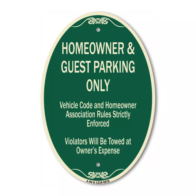 Designer Series - Homeowner & Guest Parking Only 12" x 18" Heavy-Gauge Aluminum