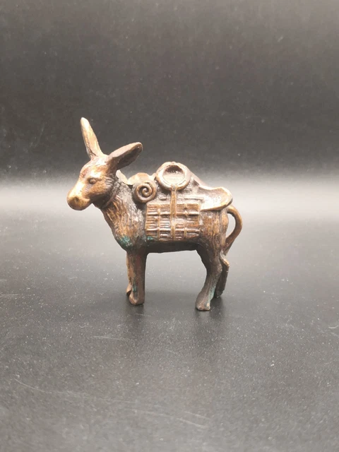 Vintage Miniature Brass Donkey burro pack mule figurine