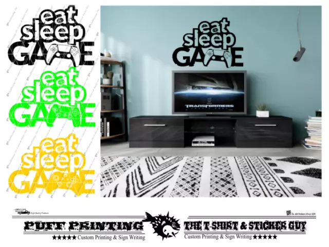 XBOX PS4 PS5 EAT SLEEP GAME Adesivi vinile arte da parete gioco DEN ARREDAMENTO CAMERA DA LETTO