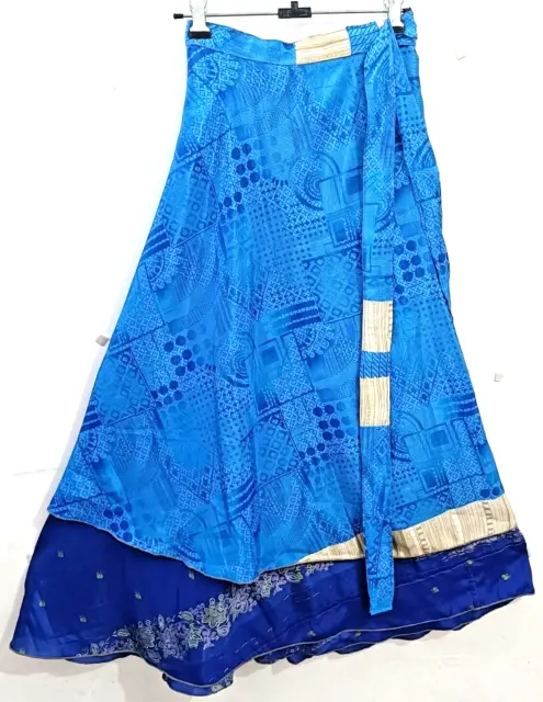 Gonna da donna vintage indiana Sari Magic Wrap Gonna bohémien reversibile...