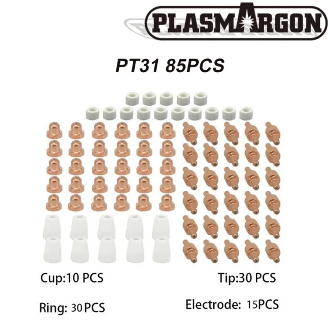 PT31 Plasma 85pkg Torch Electrode Nozzle Plasma Cutter Consumables kit new
