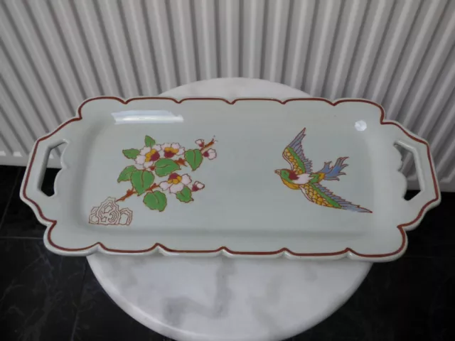 Longwy Plat A Gateaux Cake Decor Oiseau Et Fleurs De Cerisier En Emaux