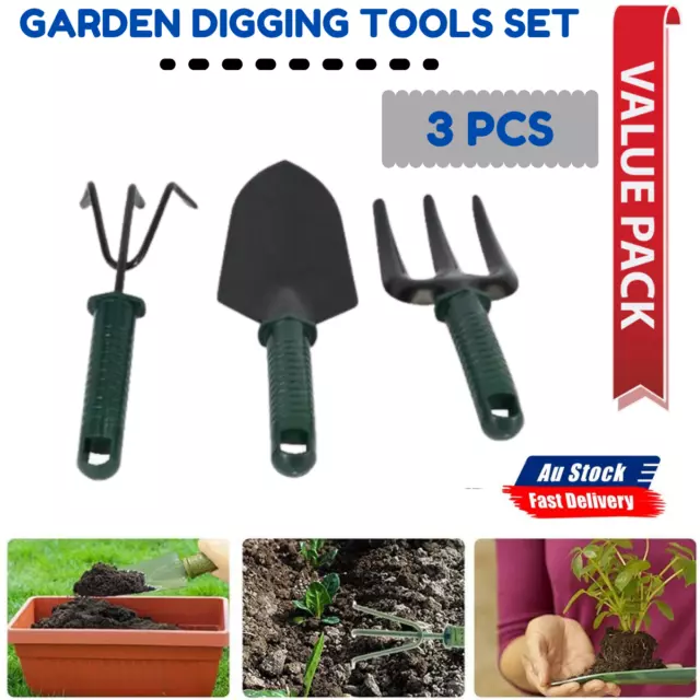 3Pcs Set Gardening Hand Tool Set Cultivator Fork Trowel Kit Garden Farming