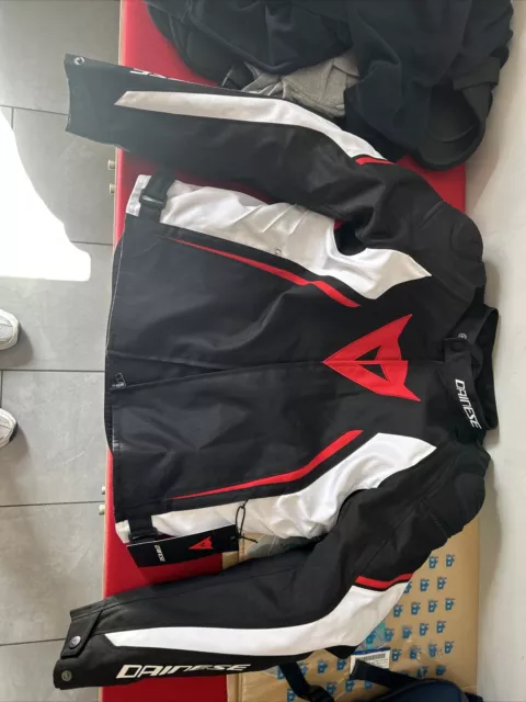 Giubbotto Giacca Moto Dainese Avro D2 Tessuto Nero Bianco Rosso