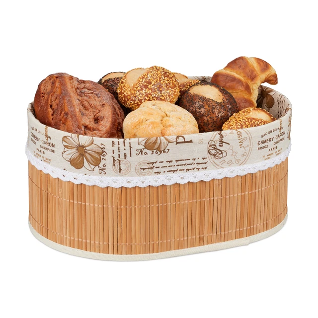 Corbeille pain bambou Panier pain Tissu Corbeille pain Panetière nature