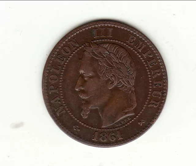 NAPOLEON III 2 Centimes  1861 K  buste dèfinitif  état  SUP
