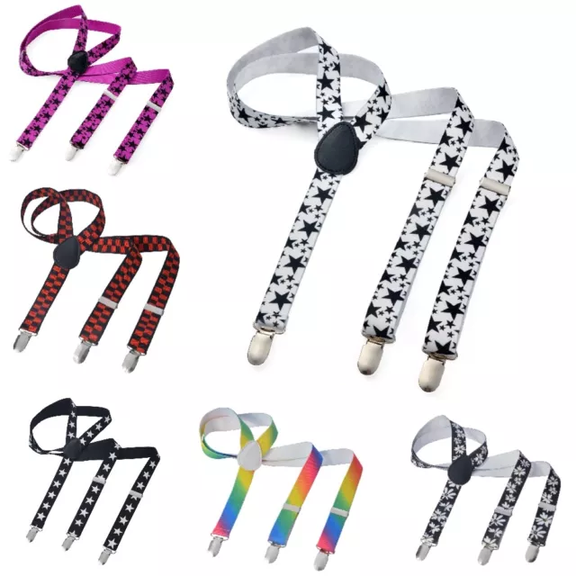 Long Hosenträger Herren Damen Hosenträger Y Form Style 3er Clips Bunt