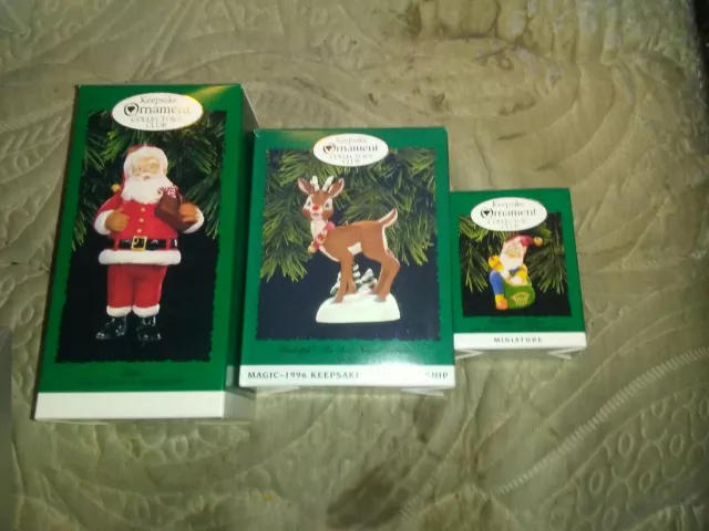 Lot Of 3 1996 Hallmark Keepsake Collector Club Ornaments NEVER DISPLAYED