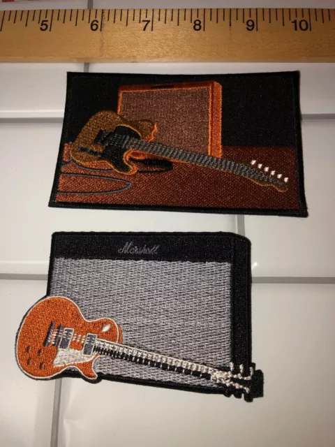 FENDER TELECASTER + GIBSON LES PAUL  Embroidered Patches  QUALITY IRON ON