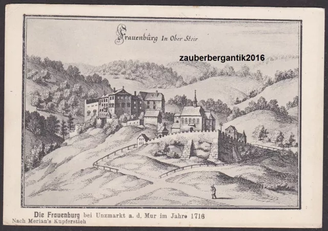 11360 Frauenburg bei Unzmarkt a.d. Mur 1716 Kupferstich Merian Bezirk Murtal