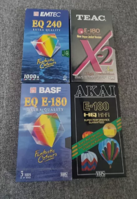 EMTEC BASF TEAC AKAI VHS Video BLANK Tapes CASSETTE X4 BULK VIDEO RARE LOT