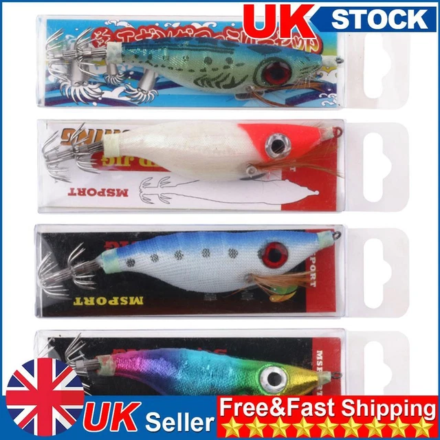 9g Luminous Squid Jigs Artificial Wood Shrimps Cuttlefish for Sea Fishing Hooks
