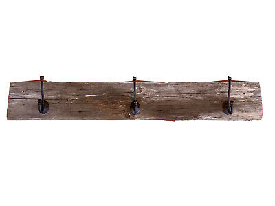 Reclaimed barn siding Rustic Wall Mount Coat rack. 3 Metal Hooks.