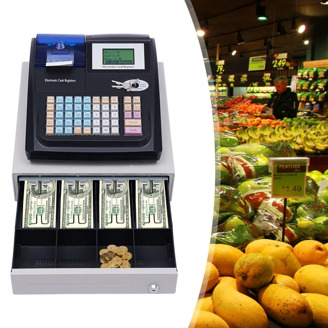 Electronic POS System Cash Register LED Display For Retail With Drawer 48 Keys