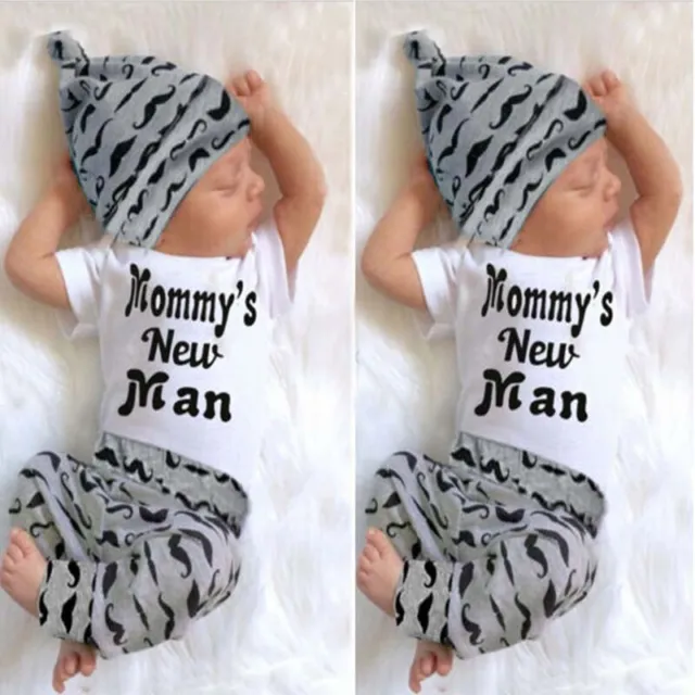3 pz pantaloni con pagliaccio neonato bambini cappello set di vestiti abiti in cotone