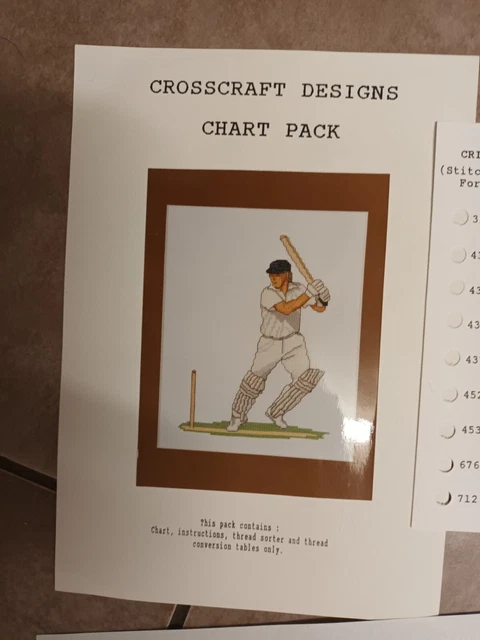CROSSCRAFT DESIGNS CHART pack - cricketer - chart, instructions,thread ...