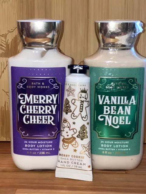 Bath & Body Works Holiday Scents Body Lotion & Hand Cream Lot Merry Cookie,