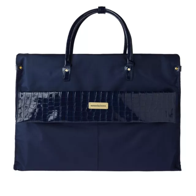 Samantha Brown Croco Detail Large Weekender Travel DUFFLE Luggage - Navy