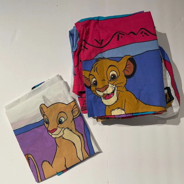 VINTAGE DISNEY BED Sheets Twin The Lion King Bedding Set 90s Pillowcase