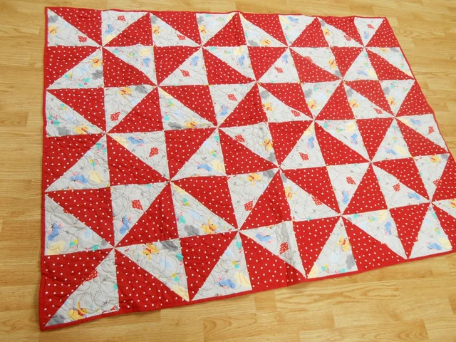 Vintage HANDMADE WINNIE THE POO Baby or LAP Quilt 48x64