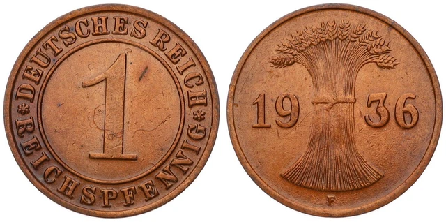 Germany - 1 Pfennig German Reich Reichspfennig Km#37 Various Years