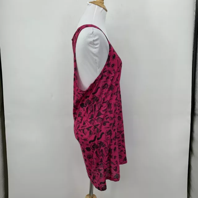 Vintage Betsey Johnson Pink Skeletons Bones Tunic Top Size S Semi Sheer Dress 3
