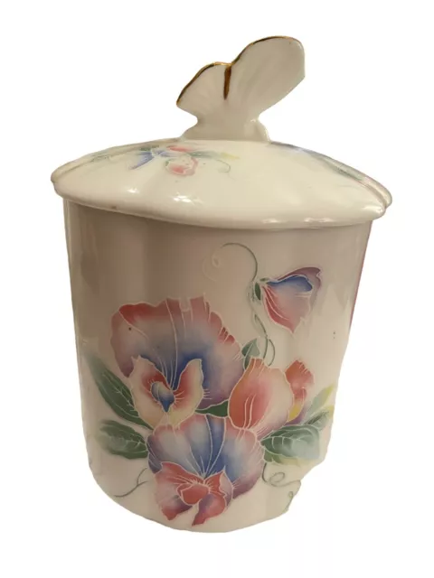 AYNSLEY Little Sweetheart Lidded Jar Bone China Lid adorned w/ Butterfly Finial