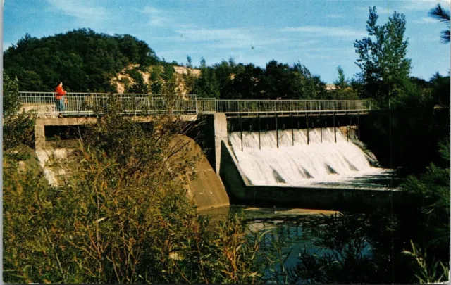 Dam Big Sable River Ludington State Park MI Michigan Postcard PM Cancel WOB Note