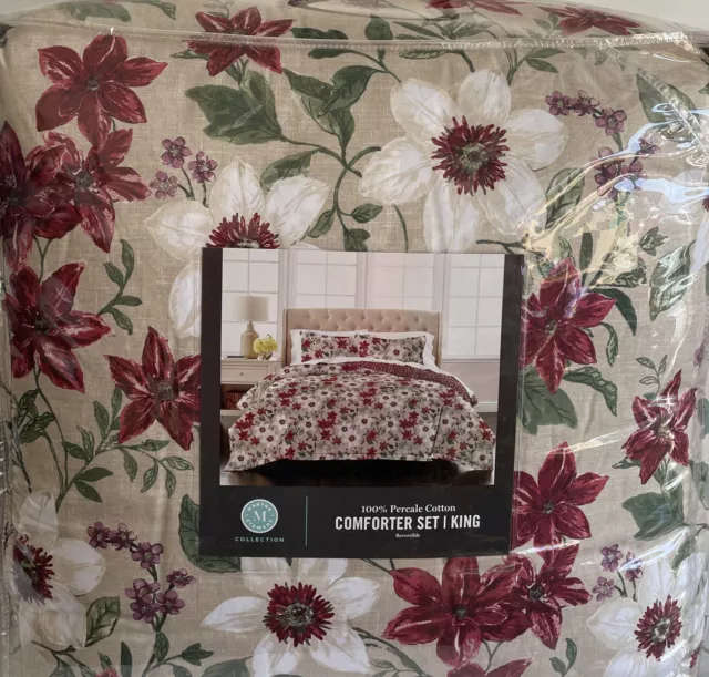 Martha Stewart Collection Floral Percale 3-Piece King Comforter Set