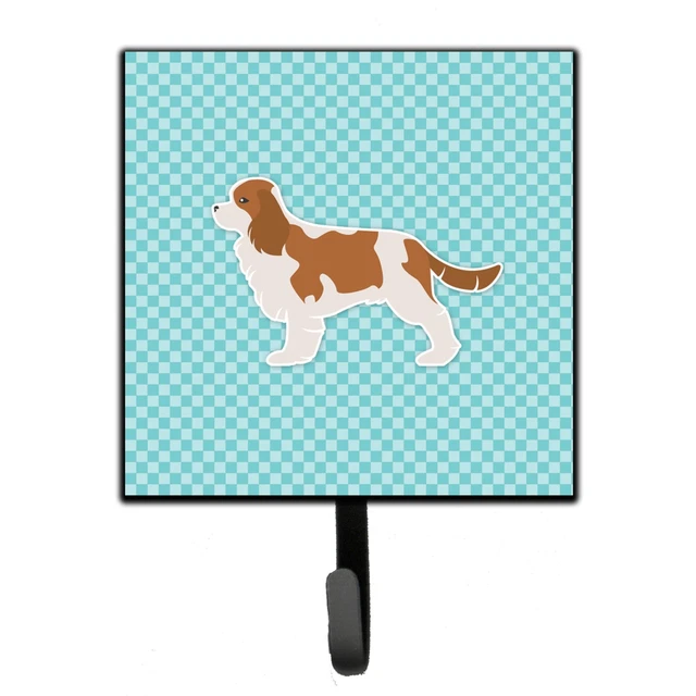 "Caroline's Treasures Cavalier King Charles Spaniel Checkerboard Blue Leash o...