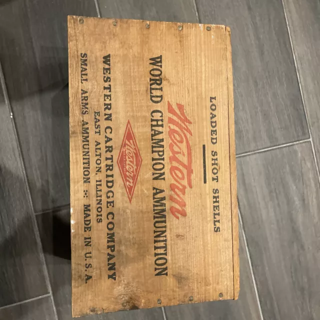 Vtg Wood Crate Western Cartridge Company 12 Gauge Shot Shell Ammo Box Super X