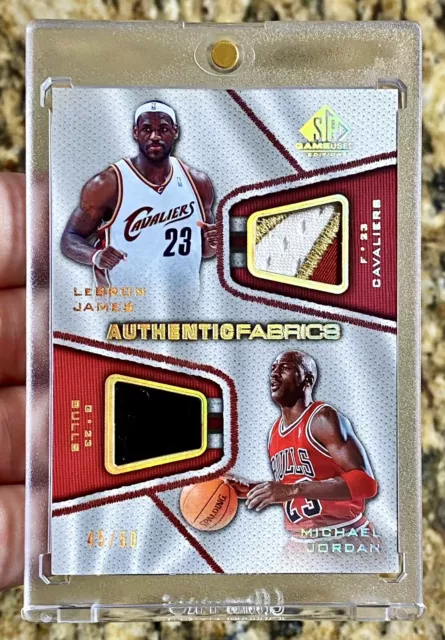 2007-08 UD SP Game Used MICHAEL JORDAN/LEBRON JAMES #45/50 Dual Fabrics Patch