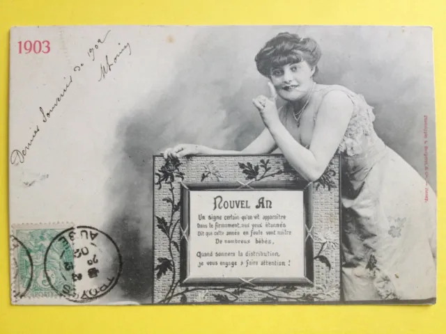 cpa 1900 Phot. BERGERET & Cie NANCY Nouvel An 1903 à Madame JUNGERS de PARIS
