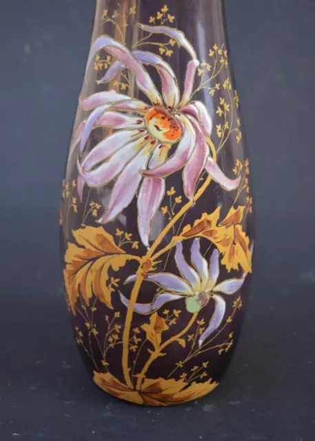 Superbe Vase Emaillé Legras en Verre Violet ( no montjoye art nouveau) 3