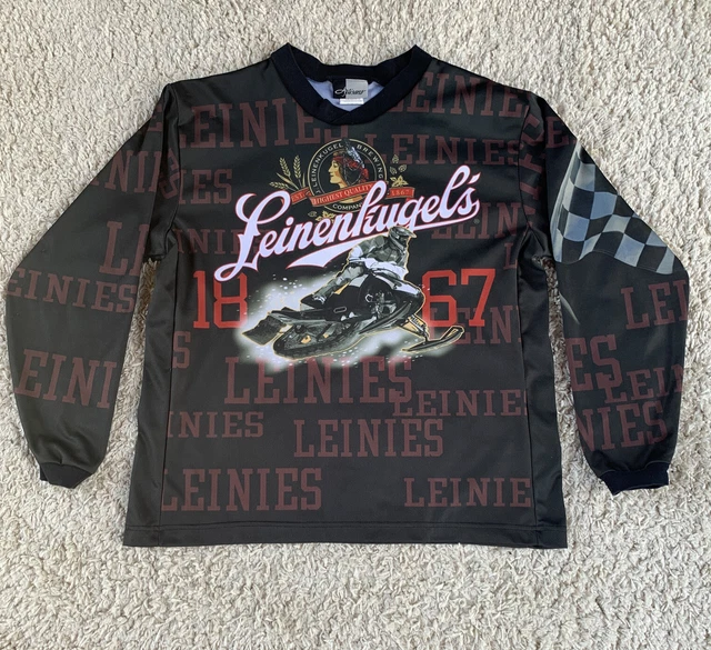 Leinenkugels Brewing Beer Snowmobile Maiden All Over Graphic Jersey Shirt Size M