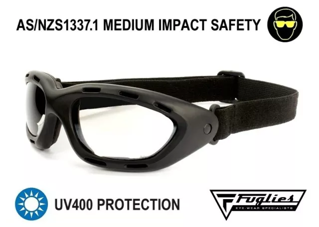 Clear Safety Goggles Fuglies GG02 - Dustproof Vented - AS/NZS1337.1 Safety