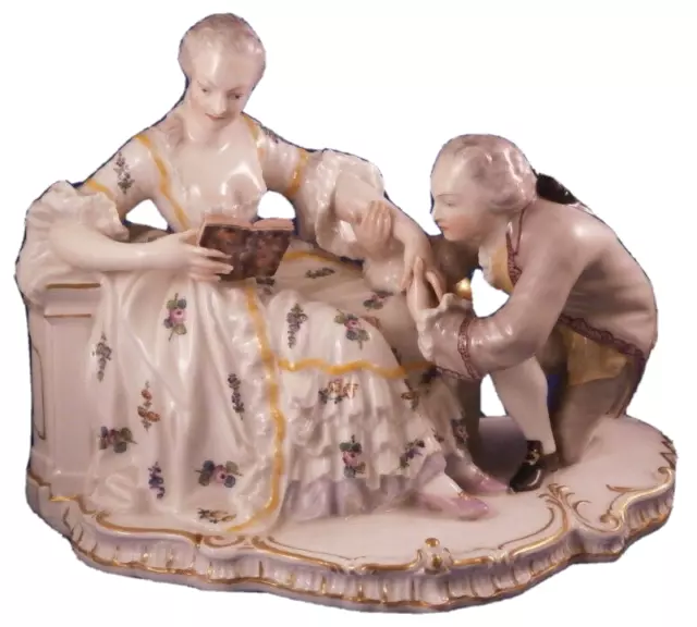 Excelente Nymphenburg Porcelana Señora & Ella Pretendientes Figura Estatuilla De