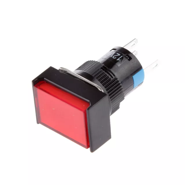 Red LED Light Illuminated Square Push Button DC 12V Momentary Switch Home