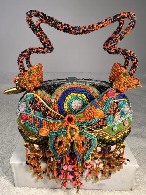 Vintage Mary Frances Rare Colorfully Beaded Jeweled Butterfly Purse Handbag