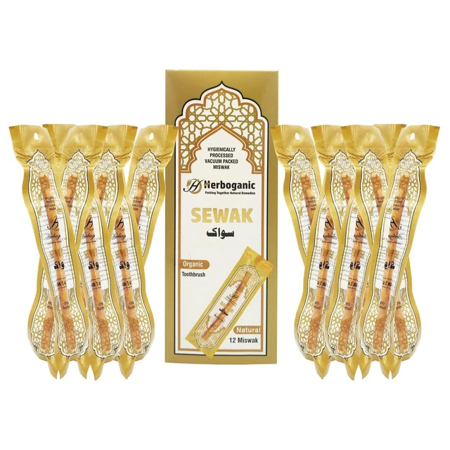 Sewak Miswak Toothbrush 12 Pack - Oral Hygiene Whiter Teeth - Chemical Free